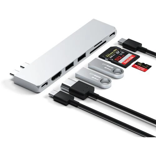 Adaptador Dual USB-C HUB Satechi Pro Hub Slim ST-HUCPHSS - Silver - Image 4