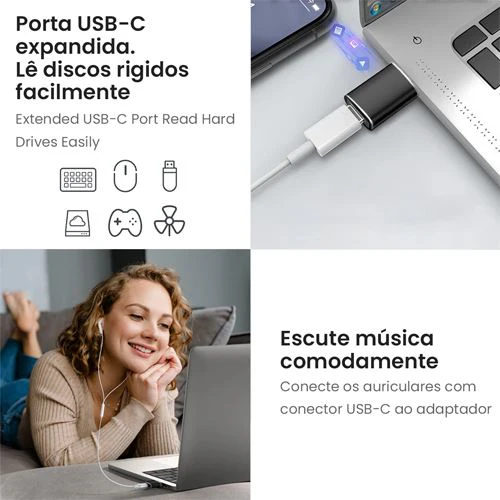 Adaptador USB para USB-C 4-OK - Preto - Image 4