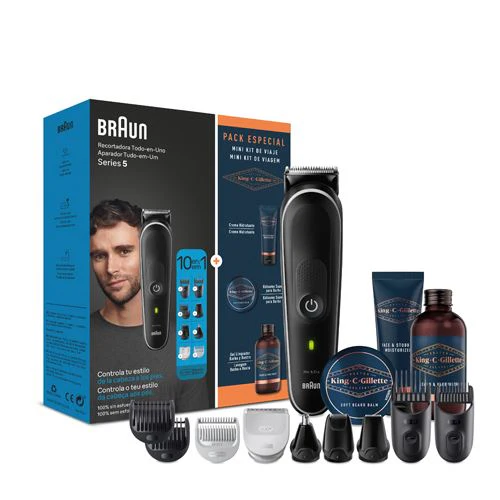 Aparador de Barba Braun All In One Series 5 S5 MGK5440 + Mini Kit Viagem King C Gilette