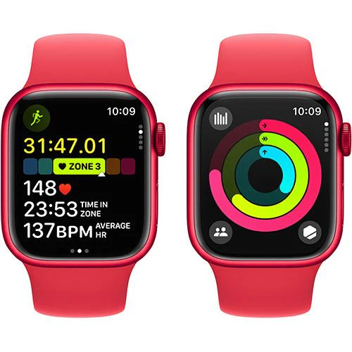 Apple Watch Series 9 GPS 41mm - Cellular - Alumínio (Product) Red | Bracelete Desportiva (Product) Red - M/L - Image 4