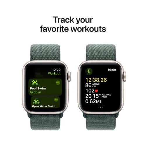 Apple Watch SE 2024 GPS 40mm - Alumínio Luz das estrelas | Bracelete Loop Verde lago - Image 6
