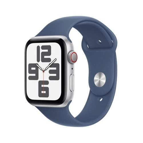 Apple Watch SE 2024 GPS 44mm - Cellular - Alumínio Prateado | Bracelete Desportiva Azul denim - S/M