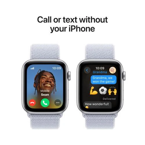 Apple Watch SE 2024 GPS 44mm - Cellular - Alumínio Prateado | Bracelete Loop Nuvem azul - Image 4