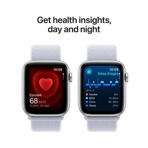 Apple Watch SE 2024 GPS 44mm - Cellular - Alumínio Prateado | Bracelete Loop Nuvem azul - Image 5