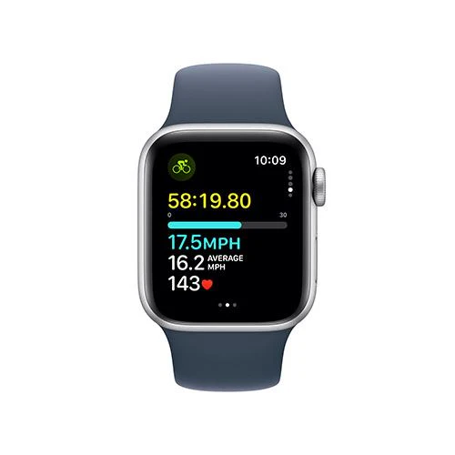 Apple Watch SE GPS 40mm - Alumínio Prateado | Bracelete Desportiva Azul trovoada - M/L - Image 5