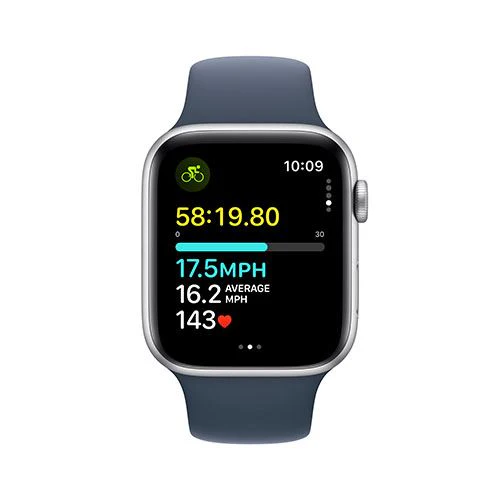 Apple Watch SE GPS 44mm - Cellular - Alumínio Prateado | Bracelete Desportiva Azul trovoada - M/L - Image 5