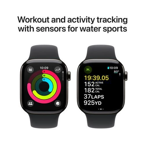 Apple Watch Series 10 GPS 42mm - Cellular - Titânio Ardósia | Bracelete Desportiva Preta - M/L - Image 4
