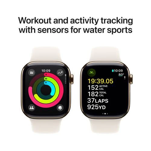 Apple Watch Series 10 GPS 42mm - Cellular - Titânio Dourado | Bracelete Desportiva Luz das Estrelas - M/L - Image 4