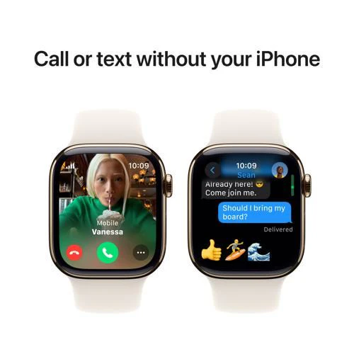 Apple Watch Series 10 GPS 42mm - Cellular - Titânio Dourado | Bracelete Desportiva Luz das Estrelas - M/L - Image 7
