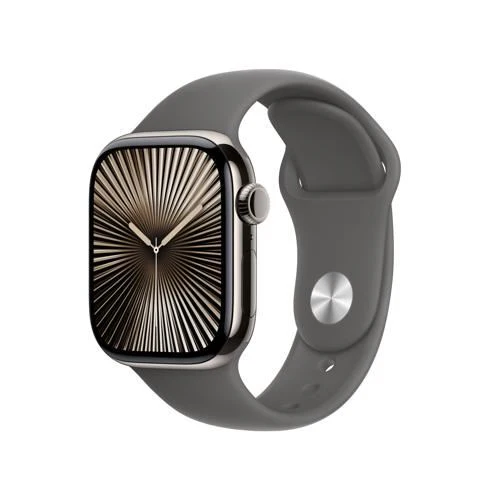 Apple Watch Series 10 GPS 42mm - Cellular - Titânio Natural | Bracelete Desportiva Cinzento Rocha - S/M