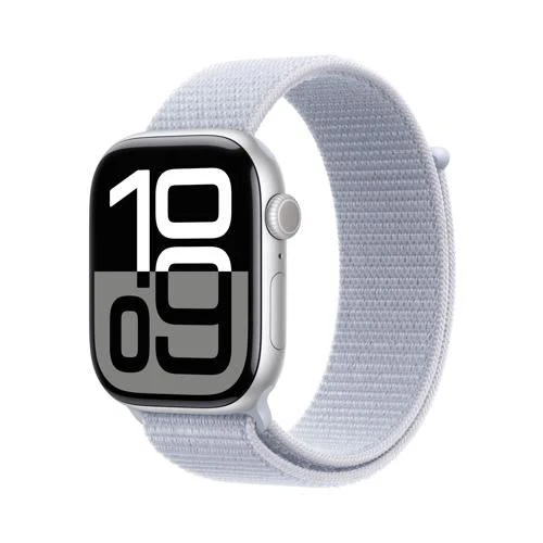 Apple Watch Series 10 GPS 46mm - Cellular - Alumínio Prateado | Bracelete Loop Desportiva Nuvem Azul
