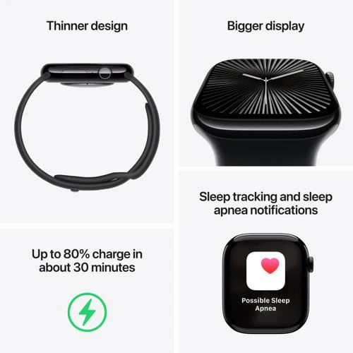 Apple Watch Series 10 GPS 46mm - Cellular - Alumínio Rosa Dourado | Bracelete Desportiva Rosa Leve - S/M - Image 3