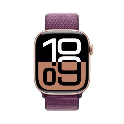Apple Watch Series 10 GPS 46mm - Cellular - Alumínio Rosa Dourado | Bracelete Loop Desportiva Ameixa - Image 2