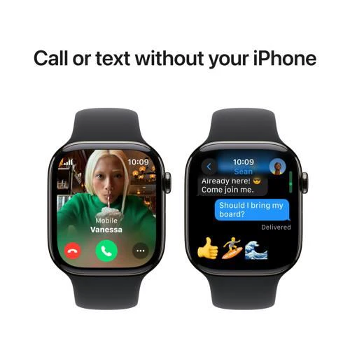 Apple Watch Series 10 GPS 46mm - Cellular - Titânio Ardósia | Bracelete Desportiva Preta - S/M - Image 7
