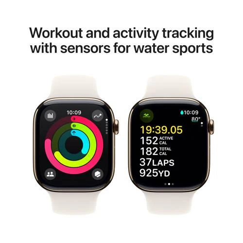 Apple Watch Series 10 GPS 46mm - Cellular - Titânio Dourado | Bracelete Desportiva Luz das Estrelas - M/L - Image 4