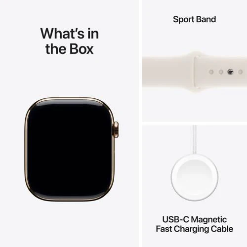 Apple Watch Series 10 GPS 46mm - Cellular - Titânio Dourado | Bracelete Desportiva Luz das Estrelas - S/M - Image 9