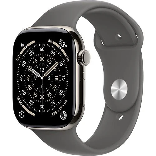 Apple Watch Series 11 Cellular - 46mm - Titânio natural | Sport Band - Cinzento rocha - S/M