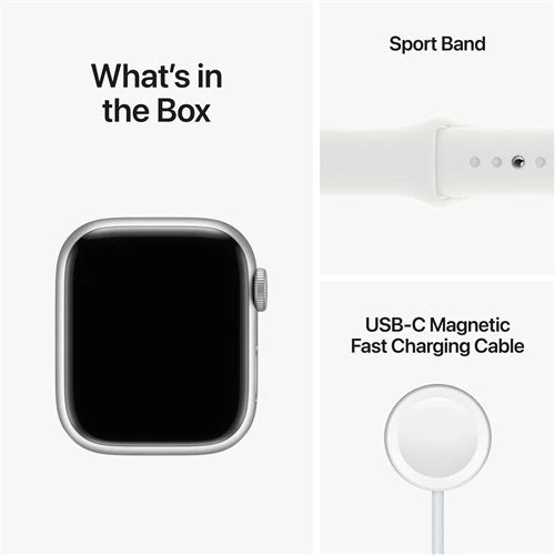 Apple Watch Series 8 GPS 41mm - Alumínio Prateado | Bracelete Desportiva - Branco - Image 6