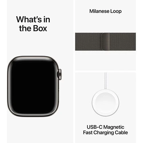 Apple Watch Series 9 GPS 41mm - Cellular - Aço Inoxidável Grafite | Bracelete Milanese Grafite - Image 6
