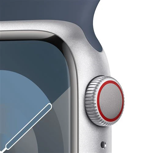Apple Watch Series 9 GPS 41mm - Cellular - Alumínio Prateado | Bracelete Desportiva Azul trovoada - M/L - Image 3