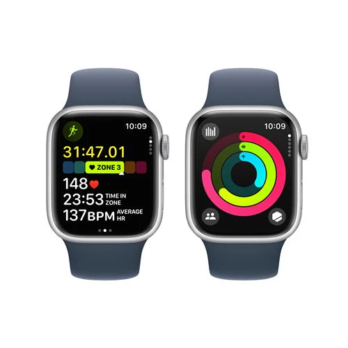 Apple Watch Series 9 GPS 41mm - Cellular - Alumínio Prateado | Bracelete Desportiva Azul trovoada - M/L - Image 5