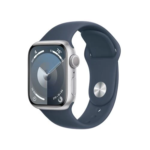 Apple Watch Series 9 GPS 41mm - Alumínio Prateado | Bracelete Desportiva Azul trovoada - S/M