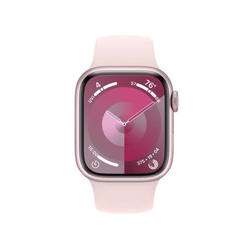 Apple Watch Series 9 GPS 41mm - Alumínio Rosa | Bracelete Desportiva Rosa Claro - M/L - Image 2
