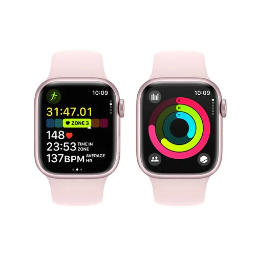 Apple Watch Series 9 GPS 41mm - Alumínio Rosa | Bracelete Desportiva Rosa Claro - M/L - Image 5