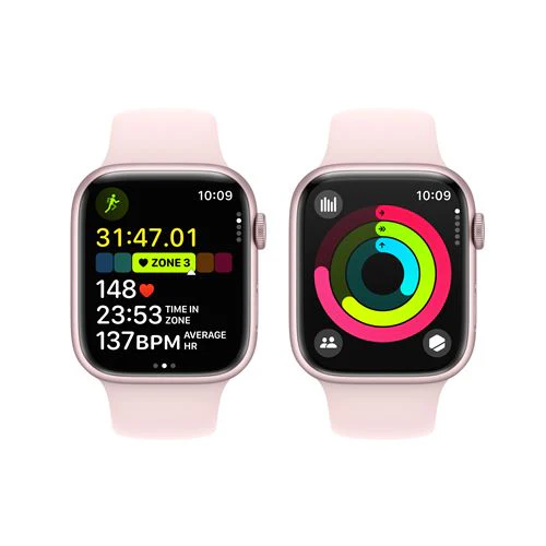 Apple Watch Series 9 GPS 45mm - Alumínio Rosa | Bracelete Desportiva Rosa Claro - S/M - Image 5