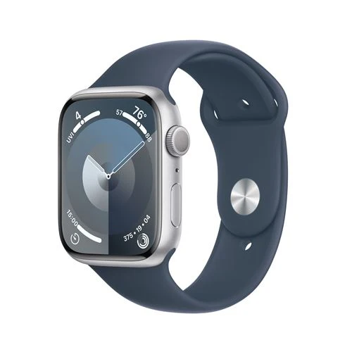 Apple Watch Series 9 GPS 45mm - Alumínio Prateado | Bracelete Desportiva Azul trovoada - S/M
