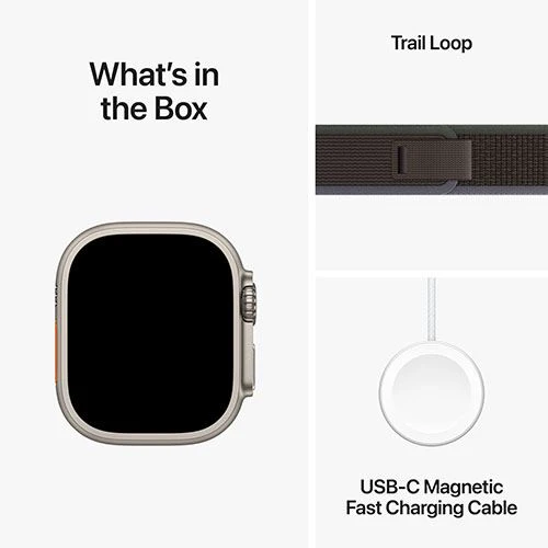 Apple Watch Ultra 2 GPS 49mm - Cellular - Titânio | Bracelete Loop Trail - Azul | Preto - S/M - Image 4