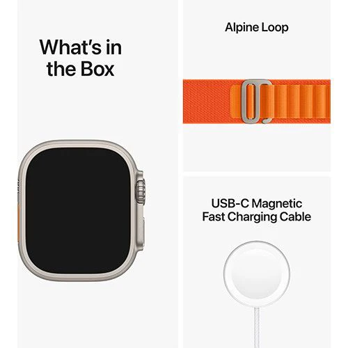 Apple Watch Ultra GPS 49mm - Cellular - Titânio Natural | Bracelete Orange Alpine Loop - Medium - Image 4