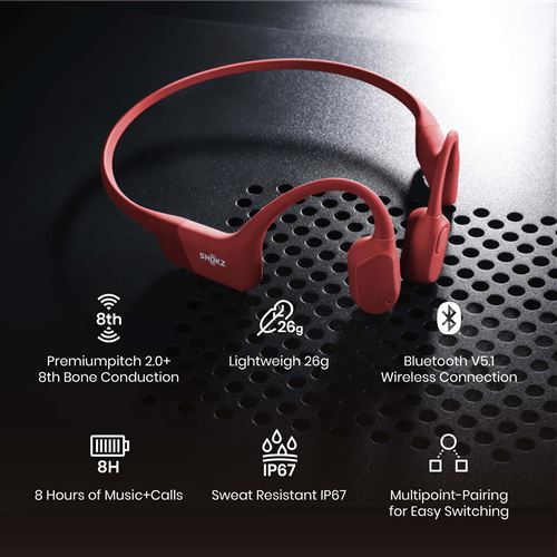 Auriculares Desportivos Bluetooth Shokz Open Run - Vermelho - Image 2