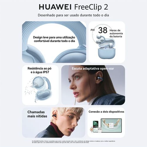 Auriculares True Wireless Bluetooth Huawei FreeClip 2 - Branco - Image 4
