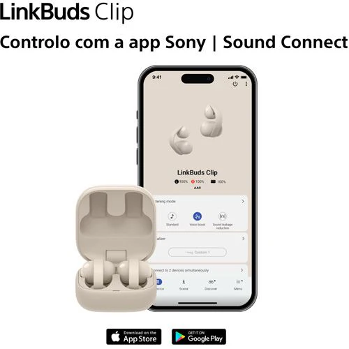 Auriculares True Wireless Bluetooth Sony LinkBuds Clip WF-LC900C - Bege - Image 10