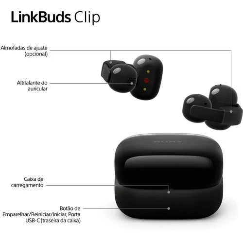 Auriculares True Wireless Bluetooth Sony LinkBuds Clip WF-LC900C - Bege - Image 11