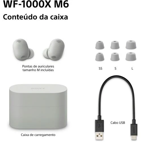 Auriculares True Wireless Bluetooth Sony WF-1000XM6S - Prateado - Image 11