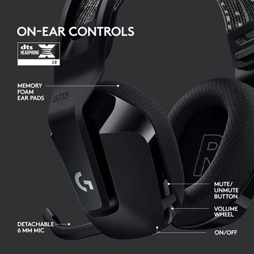 Auscultadores Gaming Wireless Logitech G733 Lightspeed RGB - Preto - Image 5