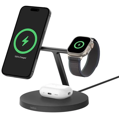 Base de Carregamento Wireless QI2 3 em 1 com MagSafe Belkin BOOST↑CHARGE Pro™ - Preta - Image 6