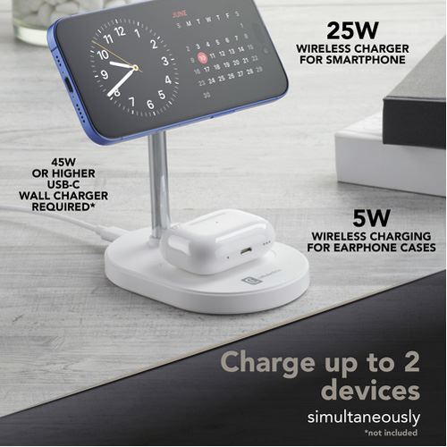 Base de Carregamento Wireless QI2 Cellularline Mag Duo 2 em 1 - Branco - Image 6