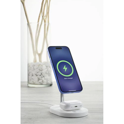 Base de Carregamento Wireless QI2 Cellularline Mag Duo 2 em 1 - Branco - Image 9