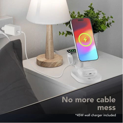 Base de Carregamento Wireless QI2 Cellularline Mag Trio 3 em 1 - Branco - Image 7