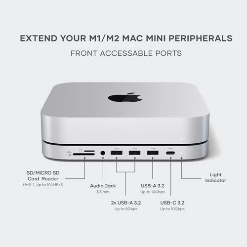 Base Hub Adaptador Satechi ST-GMMSHS para Mac mini/Studio 7 Portas + NVMe SSD - Image 9