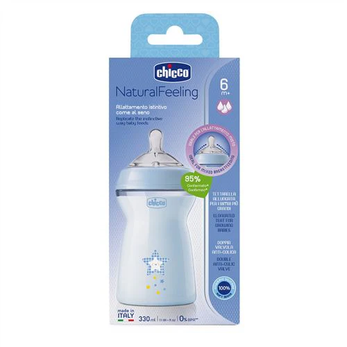 Biberão Natural Feeling 330ml +6 Meses - Azul - Chicco - Image 2