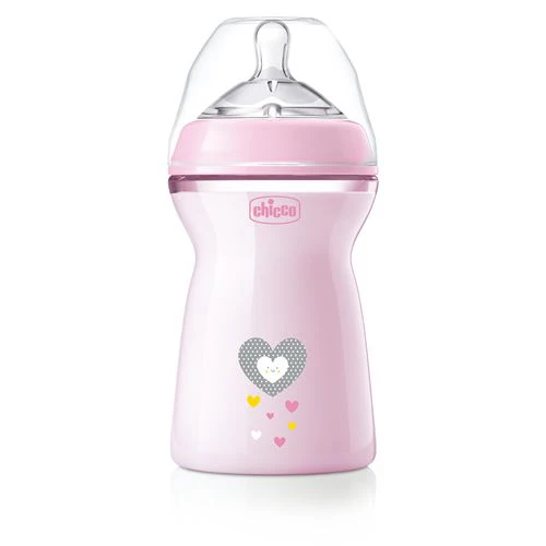 Biberão Natural Feeling 330ml +6 Meses - Rosa - Chicco