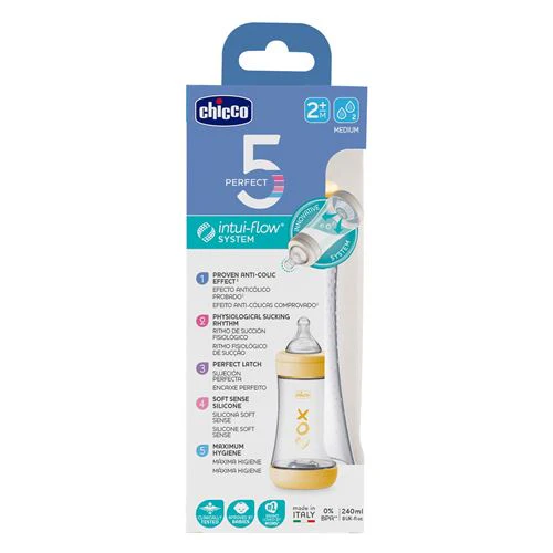 Biberão Perfect5 PP 240ml Medium +2 Meses - Amarelo - Chicco - Image 3
