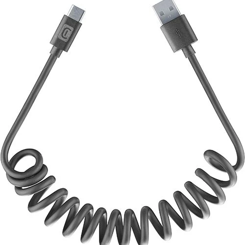 Cabo Espiral Cellularline Drive USB / USB-C 1.2m - Preto