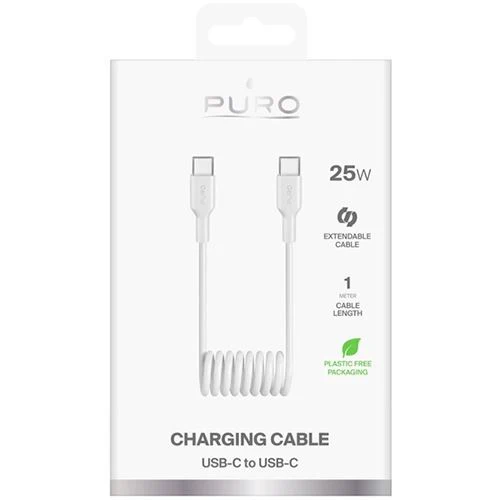 Cabo Espiral USB-C Puro - 1m - Branco - Image 2