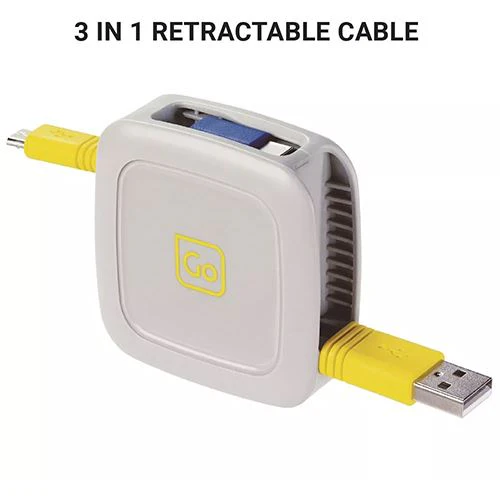 Cabo Retráctil GoTravel 3 em 1 - Branco - Image 3