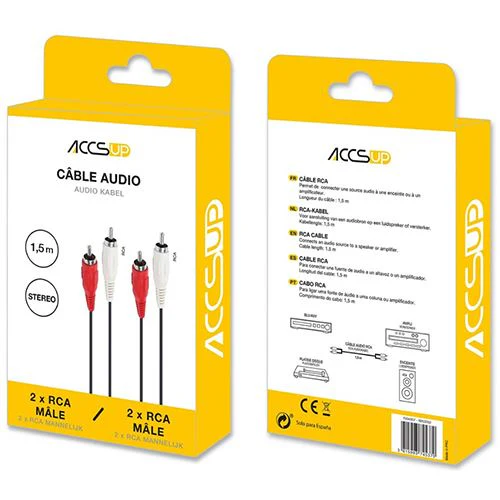 Cabo Áudio 2 x RCA Accsup 1.5m- Vermelho + Branco - Image 2